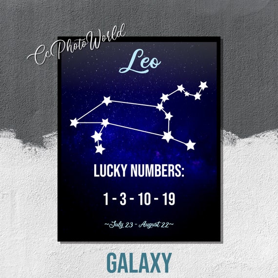 Leo Lucky Numbers Horoscope Wall Art Leo Zodiac Art Poster Etsy