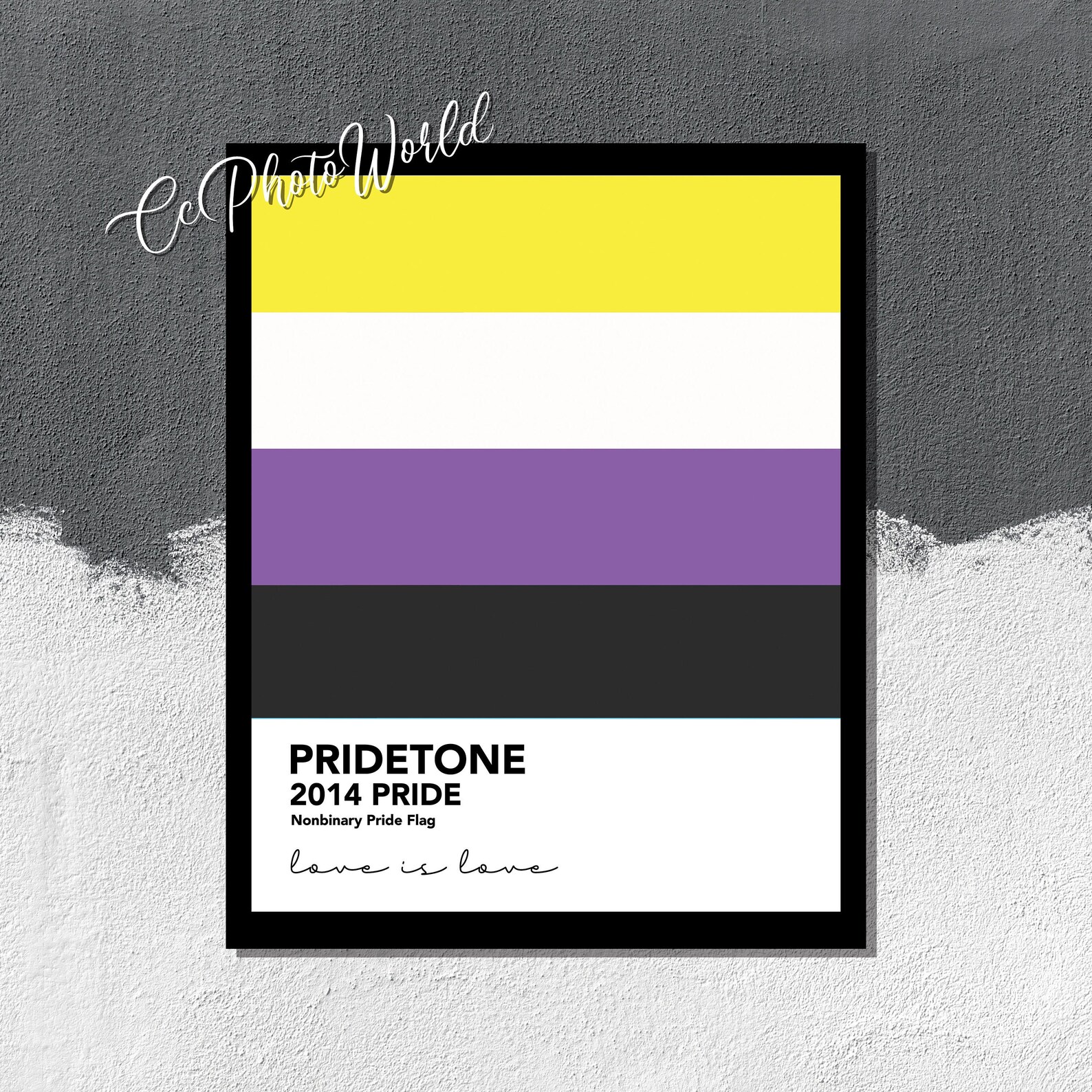 Nonbinary Pride Flag Art Print Pantone Art LGBTQ Wall Etsy