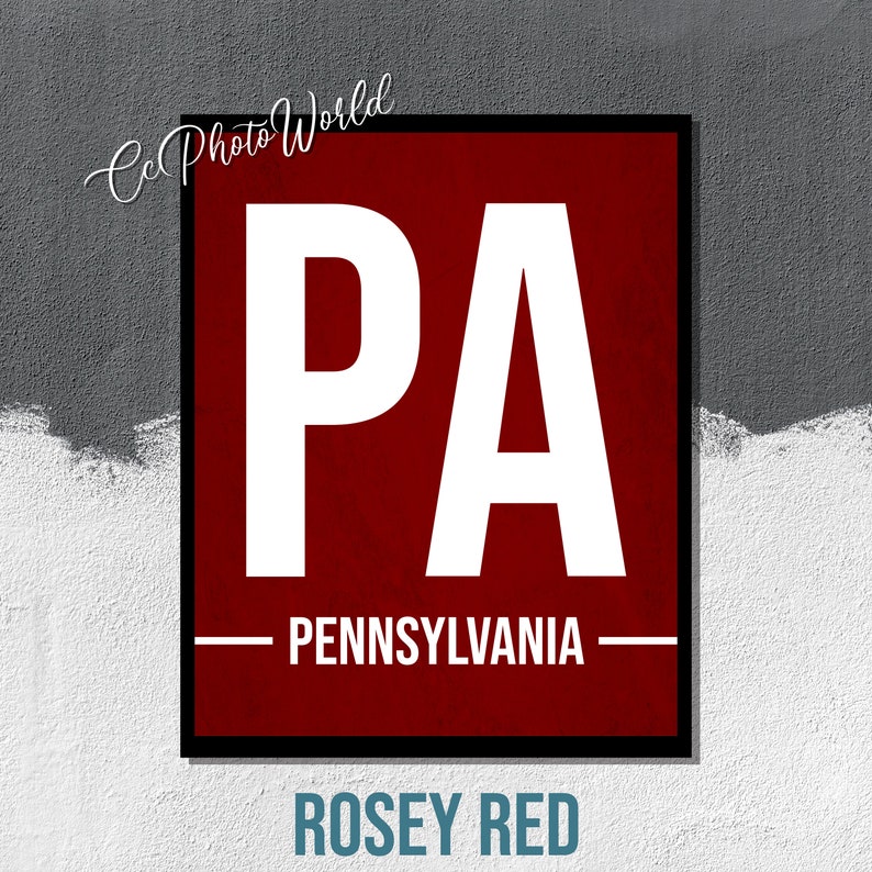 Pennsylvania State Abbreviation Art Print Pennsylvania Wall Etsy