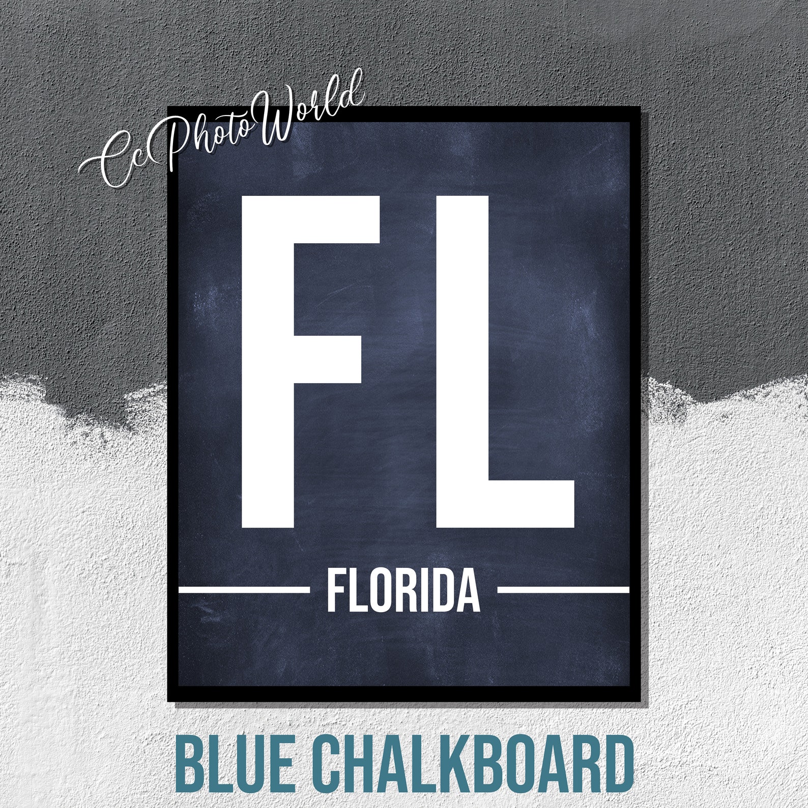 Florida State Abbreviation Art Print Florida Wall Art US Etsy