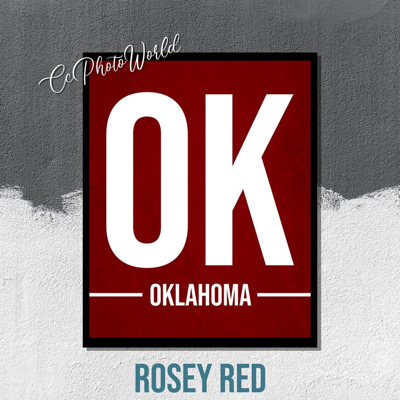 Oklahoma State Abbreviation Art Print Oklahoma Wall Art US Etsy