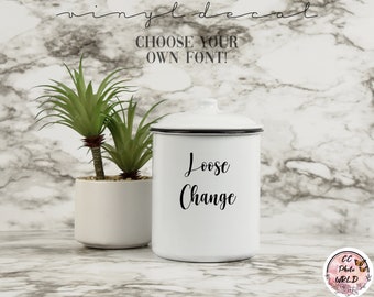 Loose Change Vinyl Decal - Laundry Room Organization Decal - Laundry Sticker - Laundry Room Decals - Organization Labels - Canister Decal