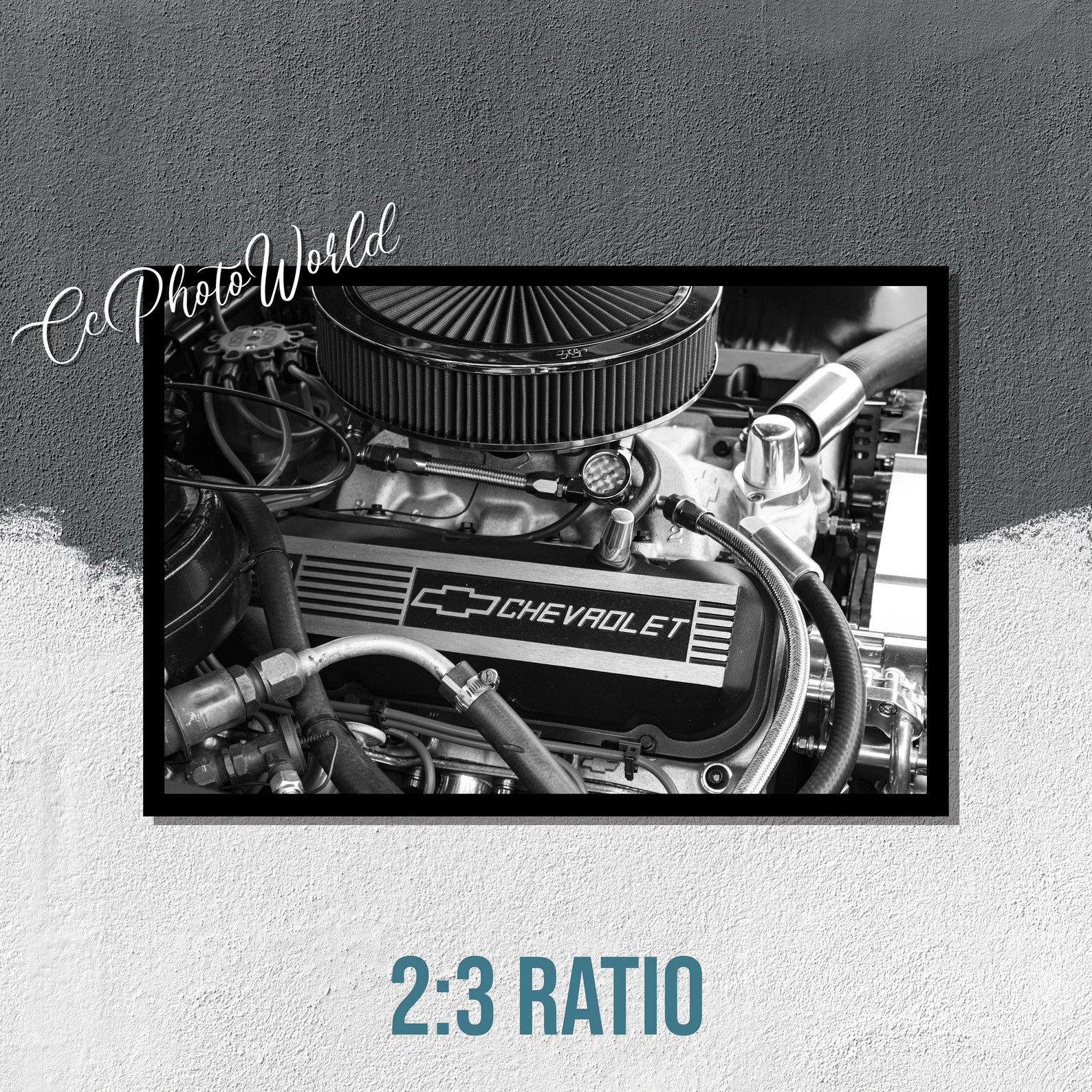 Vintage Chevrolet Engine Photograph Print Automobile Poster Etsy