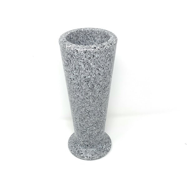 Optimum Memorial Cemetery Flower Vase (Simulated Light Grey Granite), Plastic Slim Vase
