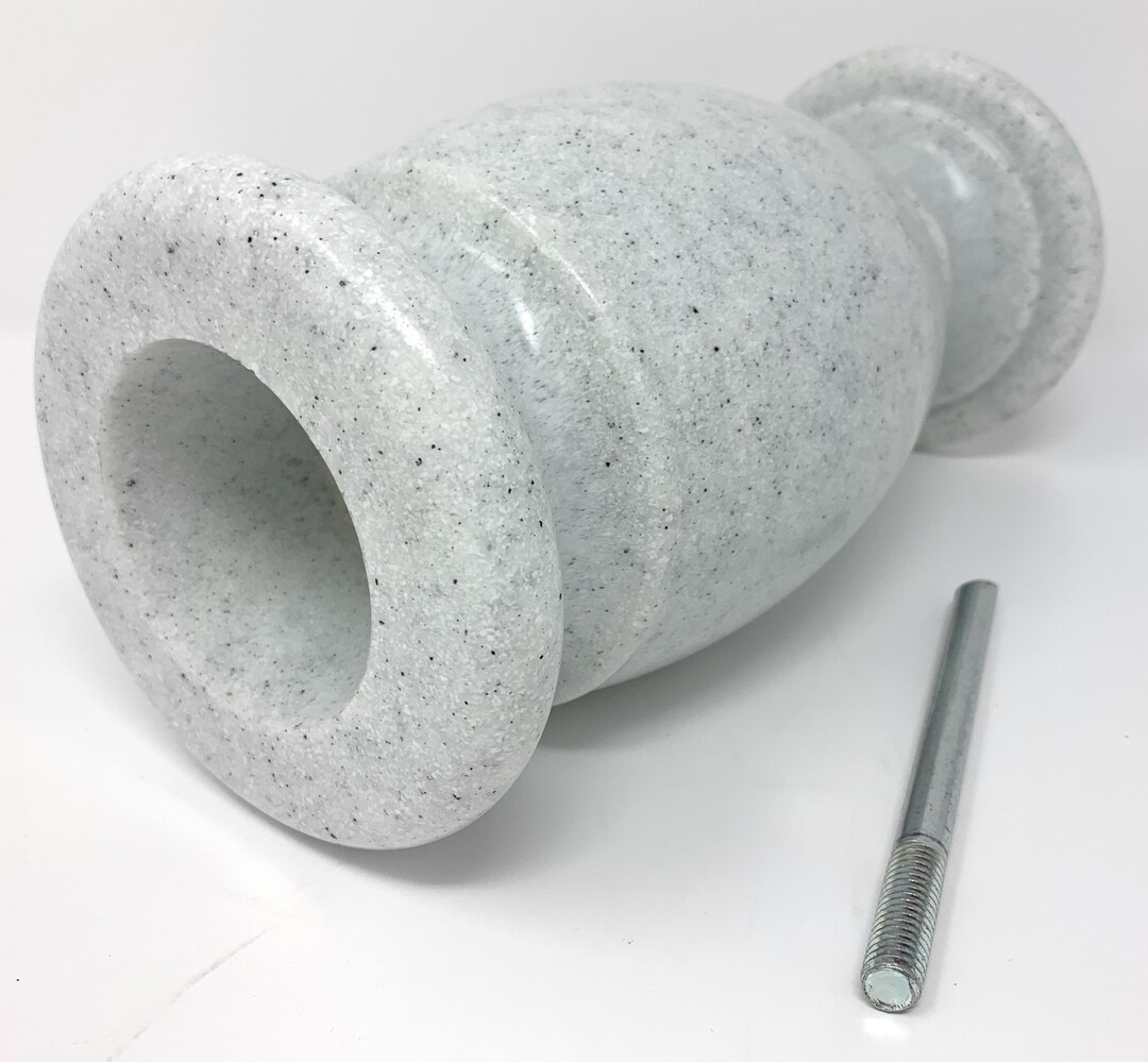Optimum Memorial Cemetery Flower Vase, Simulated White Granite, Plastic