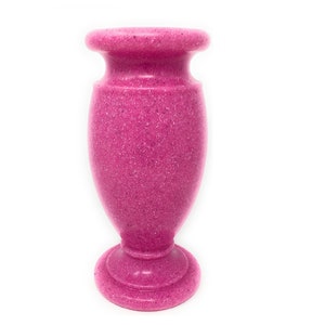 Optimum Memorial Cemetery Flower Vase, Simulated Pink Granite, Plastic Greek Vase