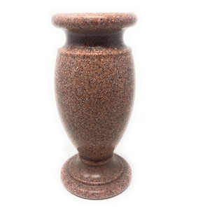 Vaso de flores para cemitério Optimum Memorial, granito rosa simulado da América do Norte, vaso grego de plástico