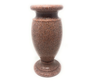 Optimum Memorial Cemetery Flower Vase, Simulated North American Pink Granite, Plastic Greek Vase