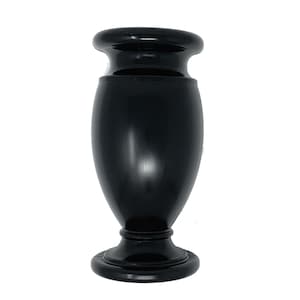 Optimum Memorial Cemetery Flower Vase, Simulated Black Stone, Plastic Greek Vase