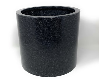 Black Granite Style Planter Pot, Indoor Outdoor, With Drainage