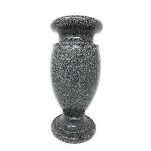 Optimum Memorial Cemetery Flower Vase, Simulated Black Granite, Plastic Greek Vase
