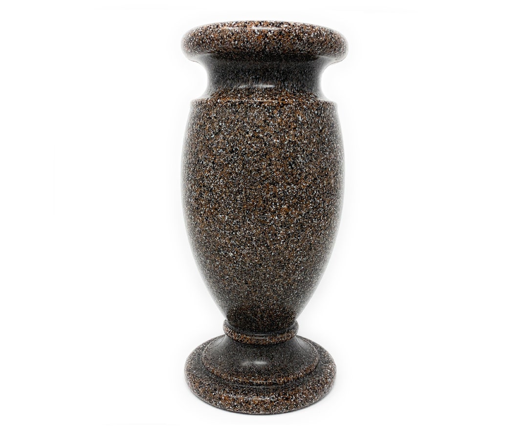 Optimum Memorial Cemetery Flower Vase, Simulated Millstone Granite