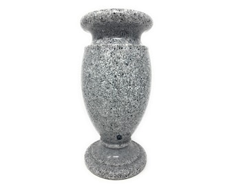 Optimum Memorial Cemetery Flower Vase (Simulated Light Grey Granite), Plastic Greek Vase