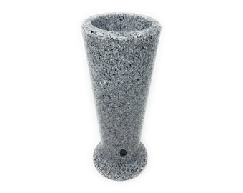 Optimum Memorial Cemetery Flower Vase (Simulated Light Grey Granite), Plastic Slim Vase