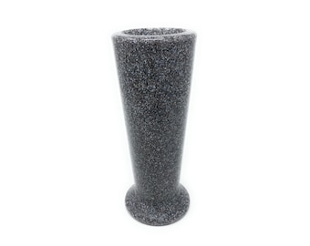 Optimum Memorial Cemetery Flower Vase (Simulated Black Granite), Plastic Slim Vase