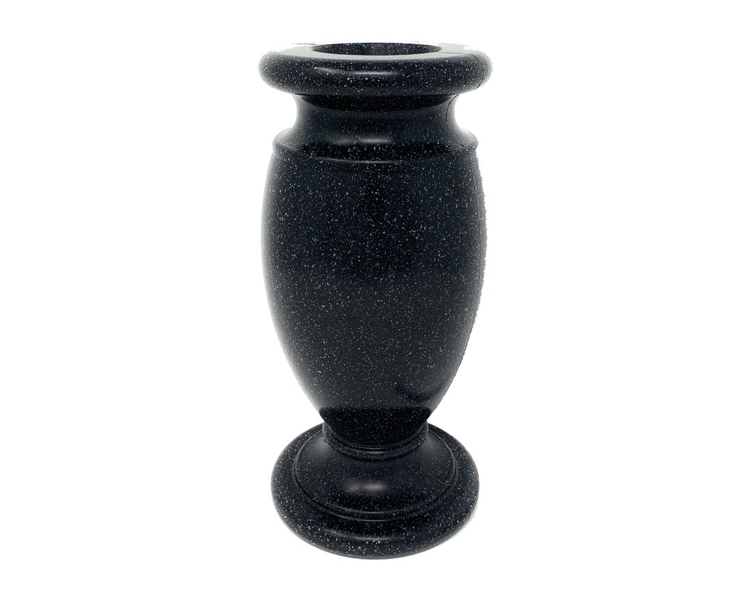 Optimum Memorial Cemetery Flower Vase, Simulated Blacker Granite
