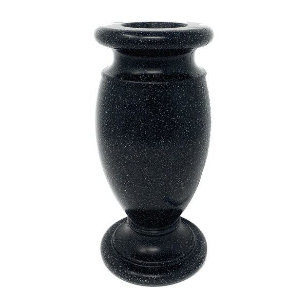 Optimum Memorial Cemetery Flower Vase, Simulated Blacker Granite, Plastic Greek Vase