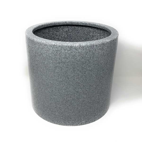 Large Indoor/Outdoor Planter, Large Planter Pot With Drainage, Light Grey Granite, Plastic (8, 10, and 12 inch sizes)