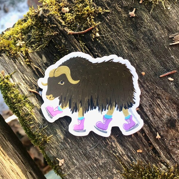 Vinyl Sticker - Skater Musk Ox - Alaskan Sticker