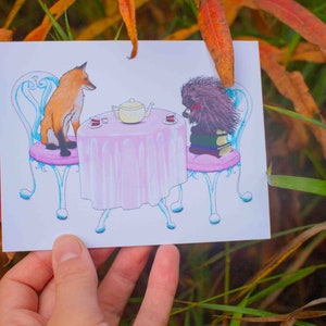 Tarjeta de vida silvestre de Alaska / Arte para una fiesta de té / Tarjeta de felicitación A2 / Interior en blanco / Escritura de cartas