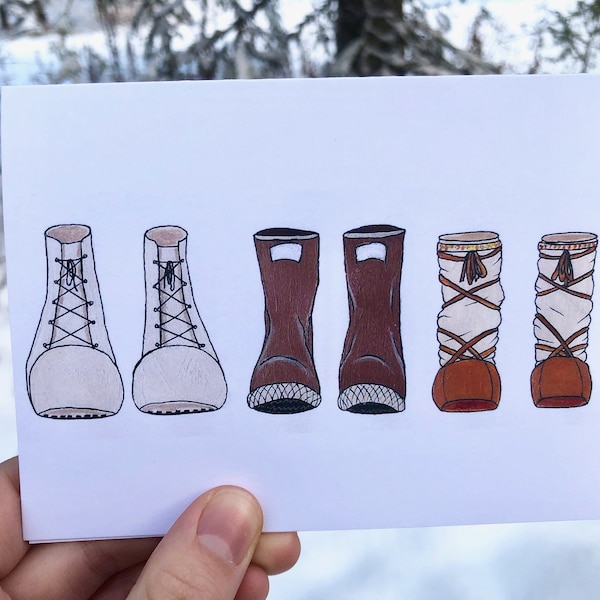 Boots of AK - Bunny Boots Xtratuffs Mukluks - Blank Alaskan Greeting Card