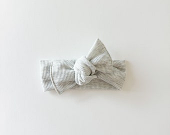 Light Grey Mini Waffle Tie On Headwrap