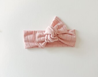 Dusty Pink Wide Rib Tie On Headwrap
