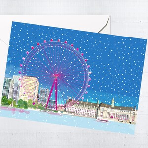Cartes de Noël et coffrets The London Eye | de voeux de Noël | Cartes uniques | Art londonien | Illustration | Art urbain | Cadeau boîte aux lettres