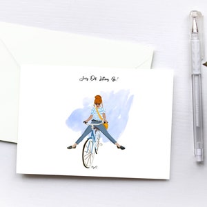 Coffret de cartes de voeux Joie de lâcher prise | Personnalisé | 8 variantes différentes | Mignon | Illustration | Vélo | Anniversaire | Cadeau boîte aux lettres