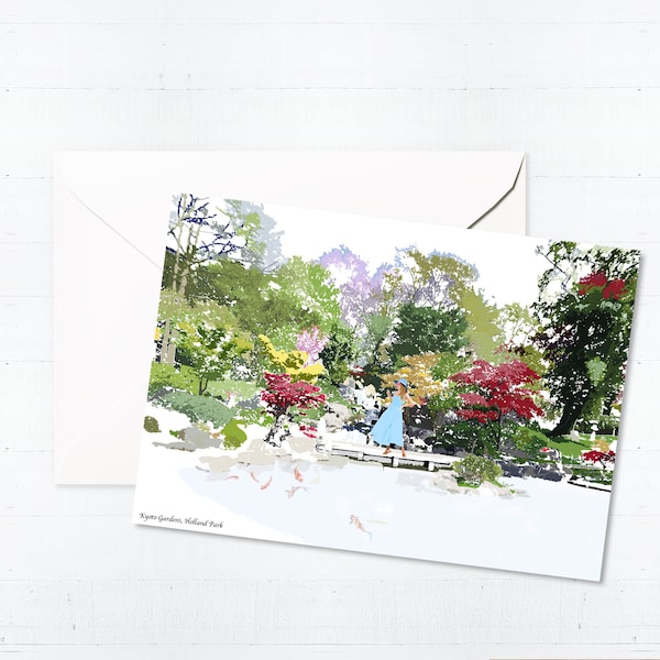 Kyoto Gardens Greeting Card Box Set | Handmade Blank Cards | Hand Drawn | City Scene | Unique | Illustration | London | Holland Park | Gift