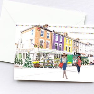 Carte de Noël de Northcote Road | de voeux de Noël | Coffret de cartes de Noël | Carte unique | Art londonien | Art de Battersea | Art urbain