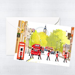 Cartes de voeux et coffrets The Royal Guards | Cartes faites main | Cartes vierges | Cartes uniques | Scène de ville | Illustration | Cadeau boîte aux lettres