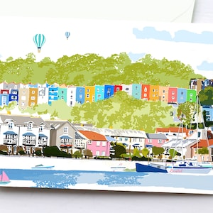 Biglietto di auguri Bristol Harbour / Biglietto Bristol / Stampa artistica Bristol / Biglietto di auguri Bristol / Cartolina Bristol / Biglietti con illustrazione della città
