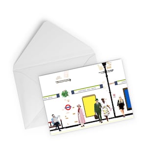 de voeux pour la gare de Notting Hill Gate | Carte faite main | Cartes vierges | Art de scène de ville | Uniques | Illustration | Cadeau boîte aux lettres