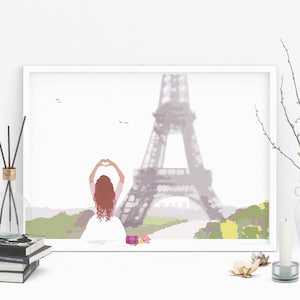Heart in Hand Valentine&#39;s Day Art Print | Personalized Valentine&#39;s Gift | Multiple Skin Color Options | Paris Poster | For Her | Mother