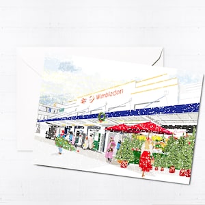 Wimbledon Station Holiday Greeting Card & Box Sets | Handmade | Blank | City Scene | UK | Unique Cards | London Art | Letterbox Gift