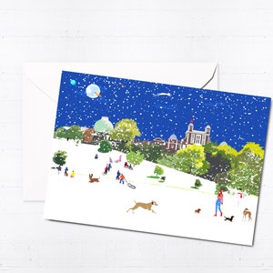 Royal Observatory vakantiewenskaarten en boxsets | Handgemaakte blanco kaarten | Kerstmis | Londense kunst | Greenwich-kunst | Uniek | Brievenbuscadeau