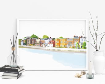 Chiswick Riverside Kunstdruck | Personalisiertes Geschenk Weihnachtsgeschenk | Urlaub Geschenk | Geburtstagsgeschenk | London Kunst | Maßgeschneiderte Kunst | Letterbox Geschenk