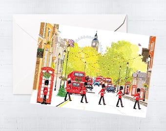 Christmas in London Greeting Cards & Box Sets | Blank Greeting Cards | Holiday Cards | Unique | City Scene | London Art | Letterbox Gift
