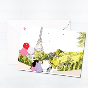 Flucht nach Paris Valentinstag Kartenbox-Set | Paare Karte | Mehrere Hautfarbenoptionen | für Ihn | Für Sie | Verlobungskarte | Hochzeit