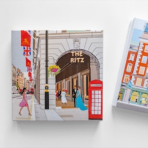 Porte-cartes pour notes The Ritz et Fortnum & Mason | Lot de huit cartes pour correspondance | Je pense à vous | Uniques | Art londonien | Cadeau boîte aux lettres