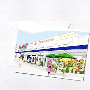 Wimbledon Station Greeting Card & Box Sets | Handmade | Blank | City Scene | UK | Unique Cards | London Art | Letterbox Gift