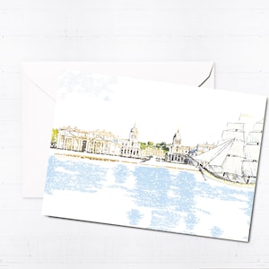 Tarjetas de felicitación navideñas y juegos de cajas del Old Royal Naval College / Tarjetas en blanco hechas a mano / Navidad / Lindo / Arte de Londres / Greenwich / Regalo para buzón