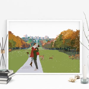 Love on The Long Walk Valentine&#39;s Day Art Print | Personalized Gift | Multiple Skin Color Options | For Him | For Her | Letterbox Gift