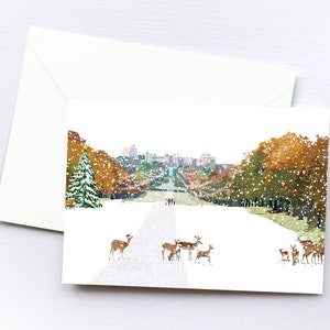 La longue marche, carte de Noël de Windsor | Carte de vœux des Fêtes | Coffret de cartes de Noël | Carte unique | Art de Londres | Art de Windsor | Art de la ville