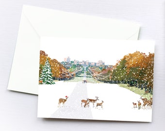 The Long Walk, Windsor Christmas Card | Holiday Greeting Card | Christmas Card Box Set | Unique Card | London Art | Windsor Art | City Art