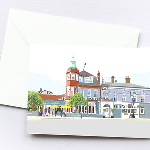 Dog & Fox Pub Greeting Card Box / Biglietti fatti a mano / Vuoti / Scena di città / Arte di Londra / Wimbledon / Unici / Illustrazione / Regalo per cassetta delle lettere