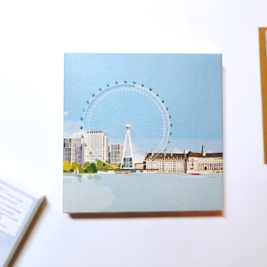 Porte-cartes pour notes The London Eye et Tower Bridge | Lot de huit cartes pour correspondance | Je pense à vous | Cadeau unique | Art londonien | Cadeau boîte aux lettres