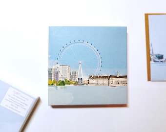 Billetera con notas del London Eye y el Tower Bridge / Paquete de ocho tarjetas / Pensando en ti / Regalo único / Arte londinense / Regalo para buzón