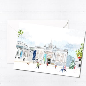 National Maritime Museum Biglietto di auguri natalizi e set di scatole / Biglietti vuoti fatti a mano / Disegnati a mano / Scena di città / Arte di Londra / Regalo per cassetta delle lettere